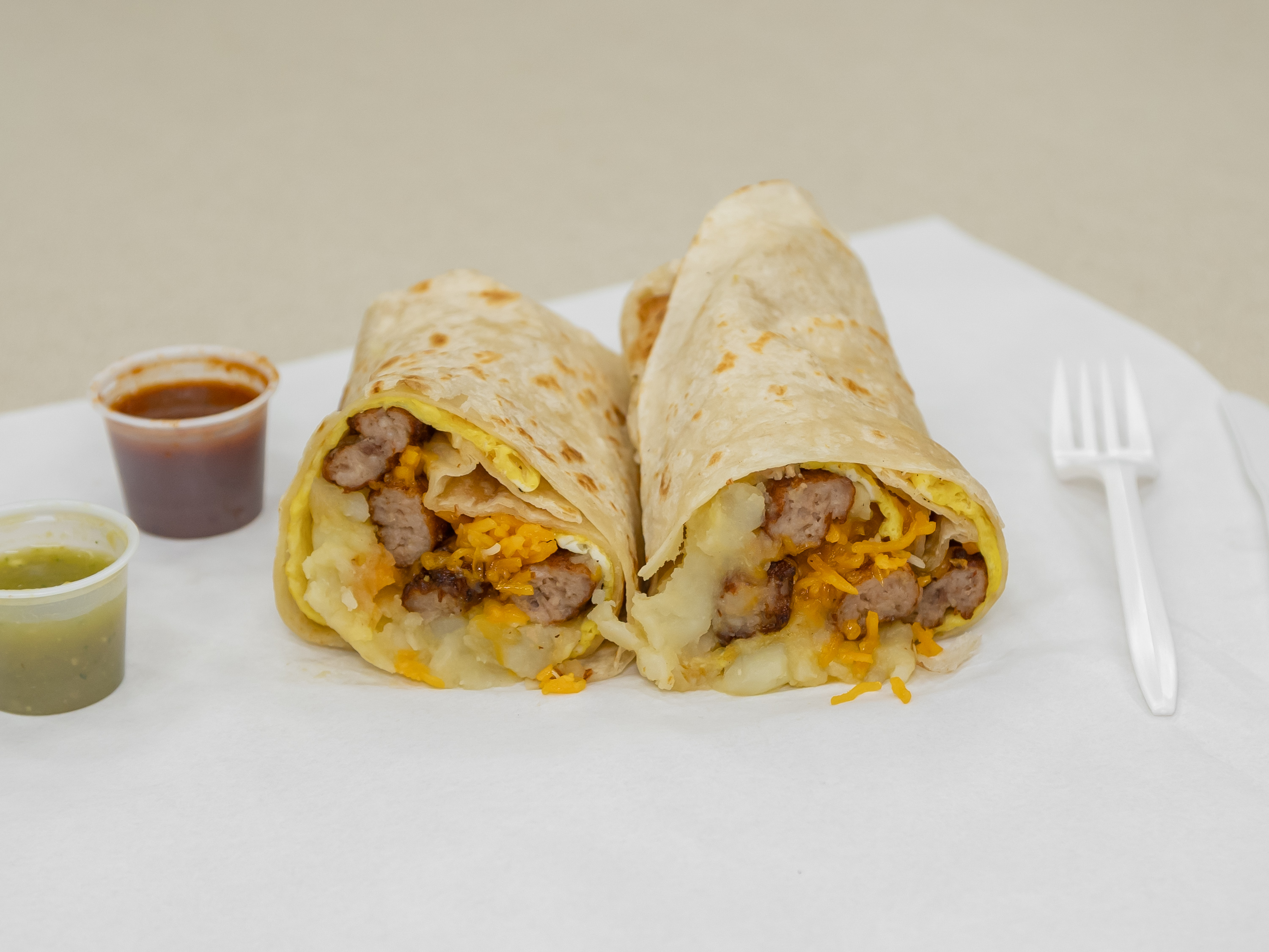Order Super Breakfast Burritos  food online from Lambertos Mexican Rest store, La Verne on bringmethat.com