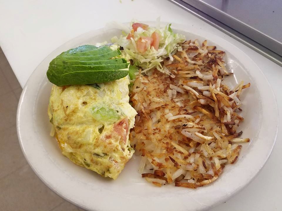 Order Veggie Omelette Breakfast Plate food online from El Jacalito store, Las Cruces on bringmethat.com