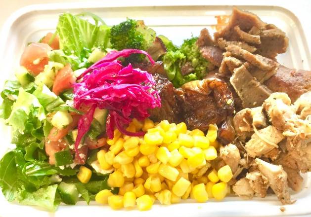 Order Chicken and Gyro Salad Bowl food online from Chopped Halal Grill store, Richardson on bringmethat.com