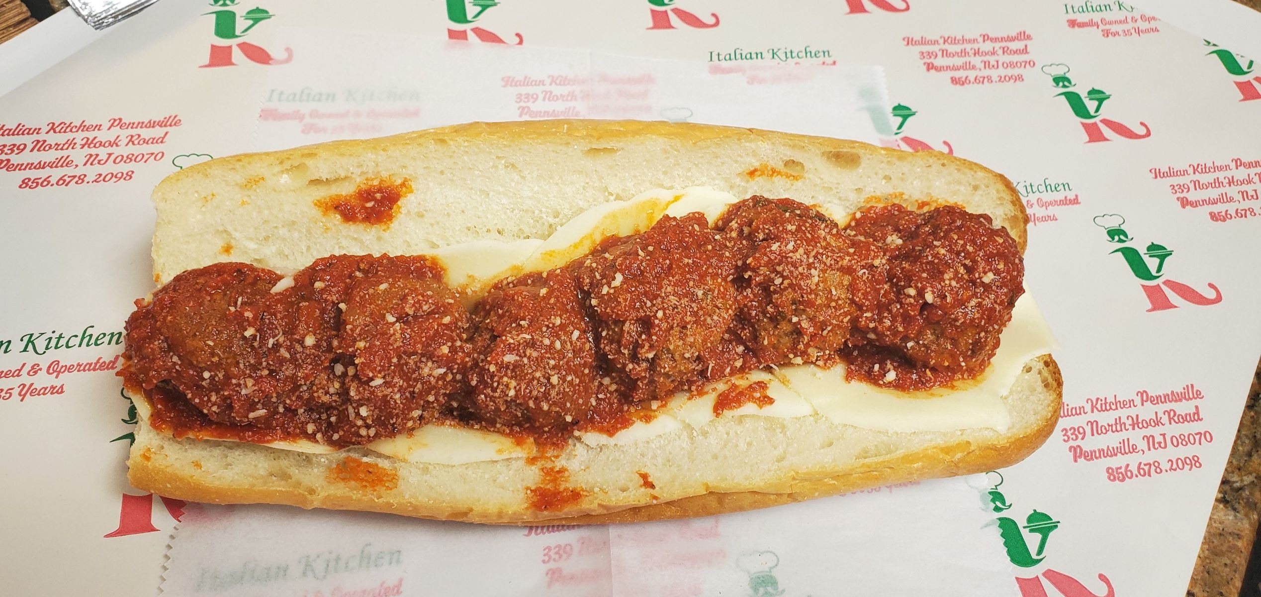 Order Large Meatball Parmigiana Sandwich food online from Italian Kitchen store, Pennsville on bringmethat.com