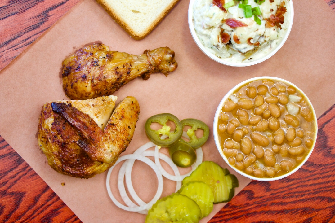 Order Chicken Plate food online from 2 Guys 1 Pit Bbq & Catering store, Tomball on bringmethat.com