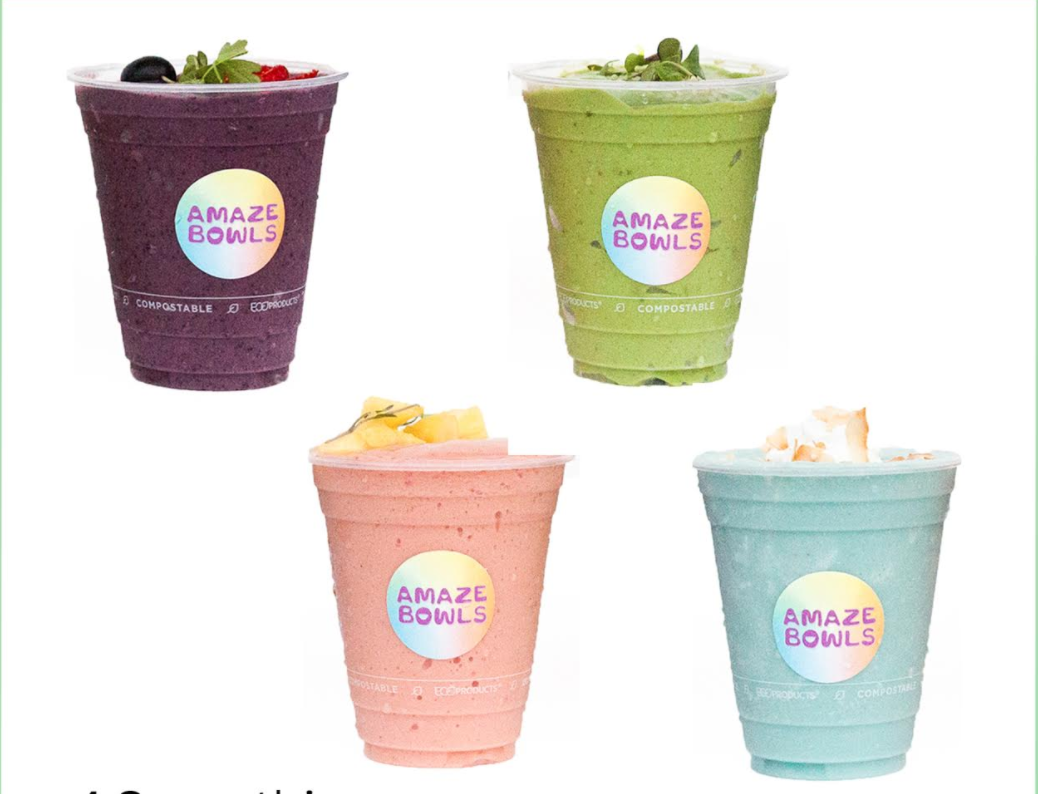 Order Four Smoothie Combo food online from Amazebowls @ Kitchen United store, Pasadena on bringmethat.com