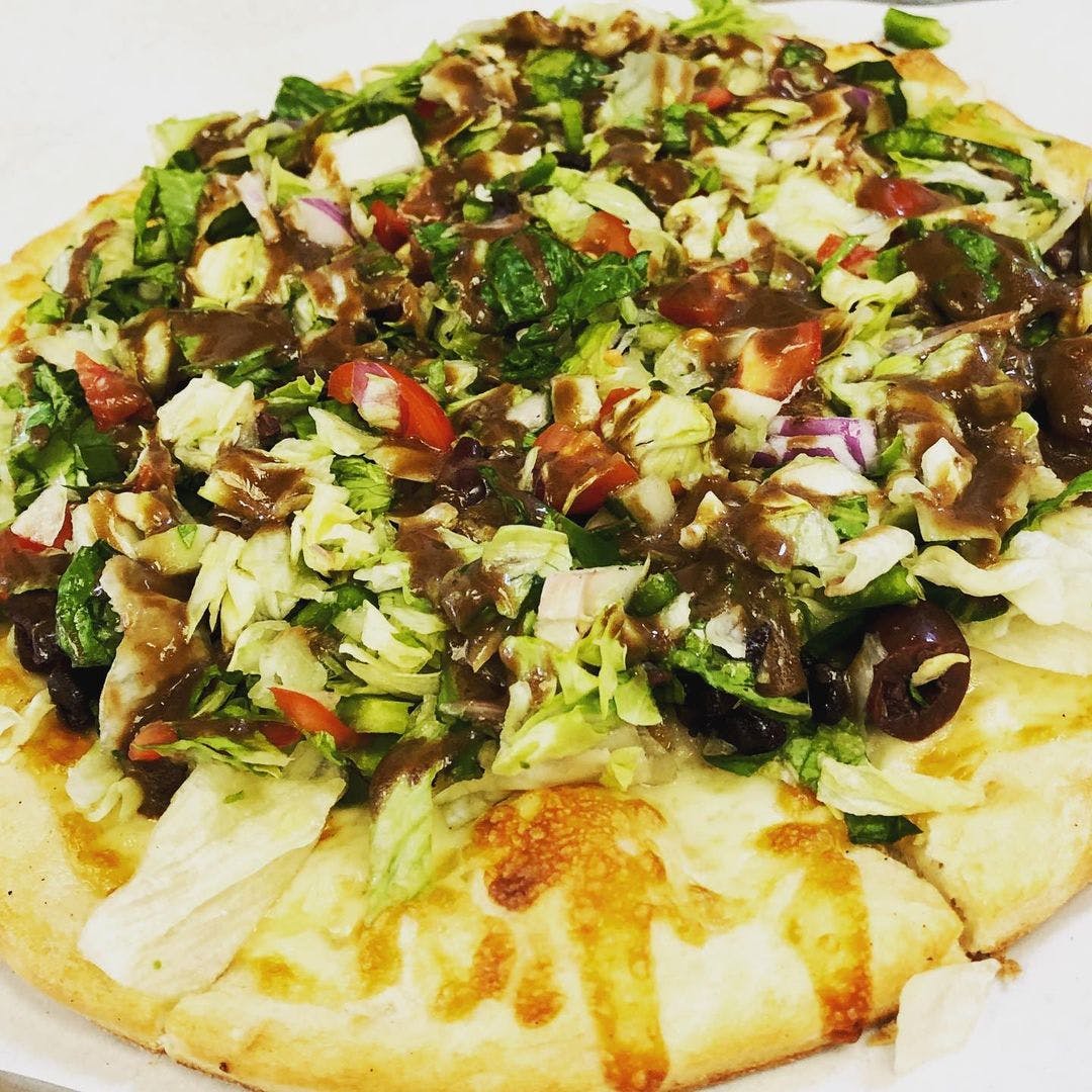Order Chopped Salad Pizza - Small 12" food online from Outpost Pizza Of Westport store, Westport on bringmethat.com