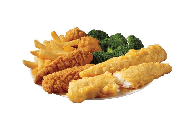 Order 2 Piece Fish & 2 Piece Chicken Meal food online from Captain Ds Seafood Restaurants store, Birmingham on bringmethat.com