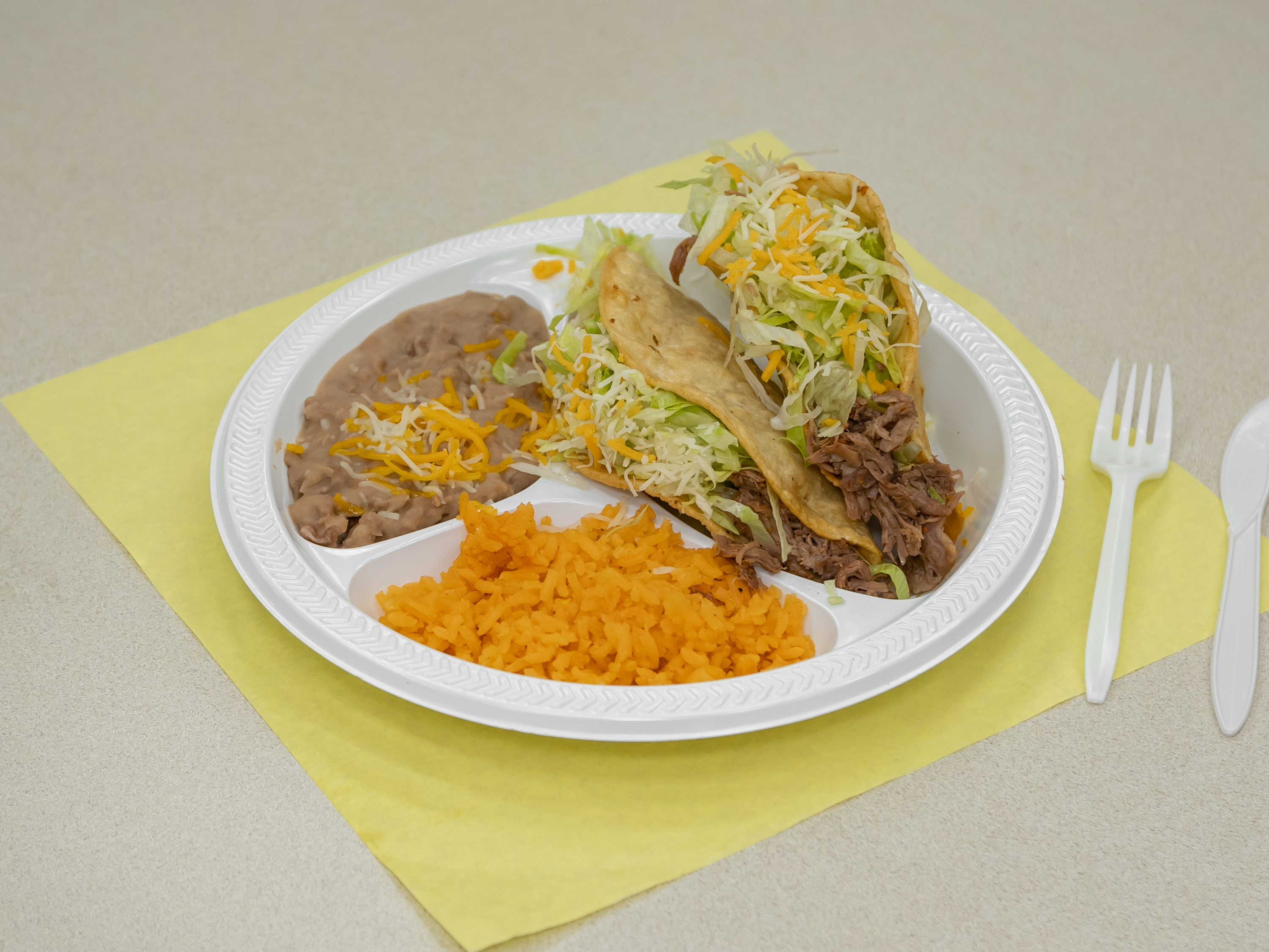 Order 2. Beef Tacos Combination Plate food online from Lambertos Mexican Rest store, La Verne on bringmethat.com