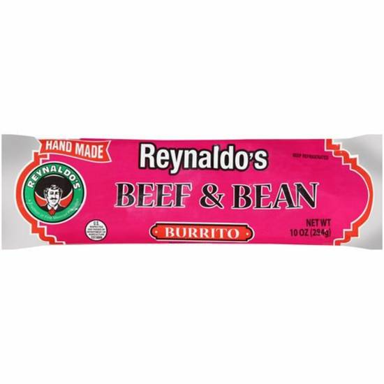 Order Reynaldo's Jumbo Burrito - Beef & Bean food online from IV Deli Mart store, Goleta on bringmethat.com