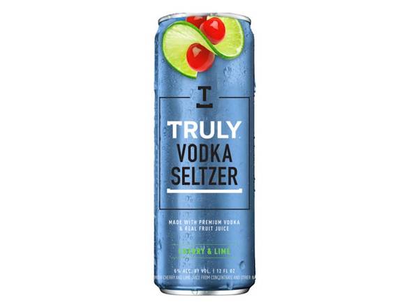 Order TRULY Vodka Hard Seltzer Cherry & Lime - 4x 12oz Cans food online from Liquor & Tobacco store, Batavia on bringmethat.com