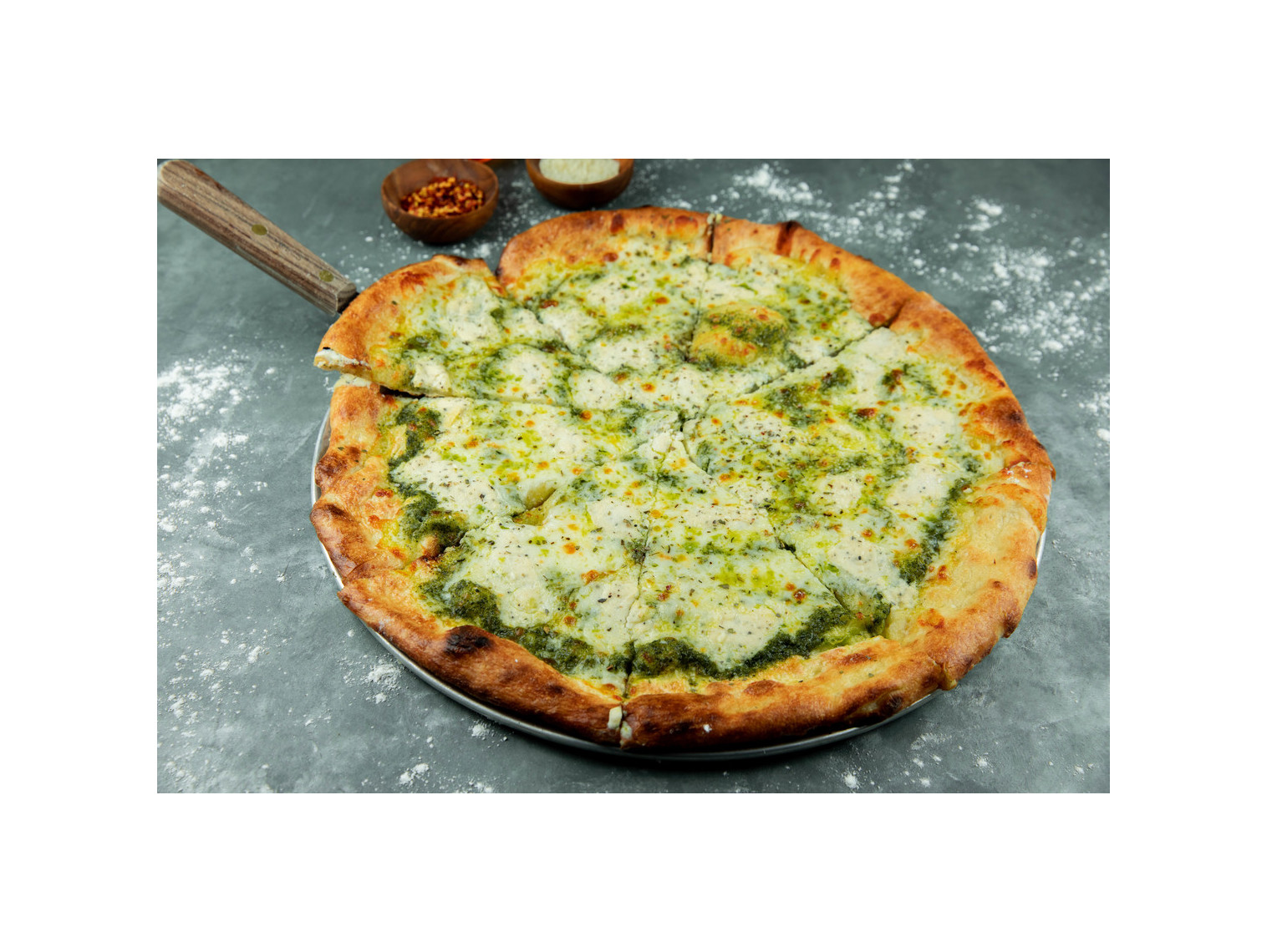 Order BIANCO VERDE 14" food online from Patxi's Chicago Pizza store, San Francisco on bringmethat.com