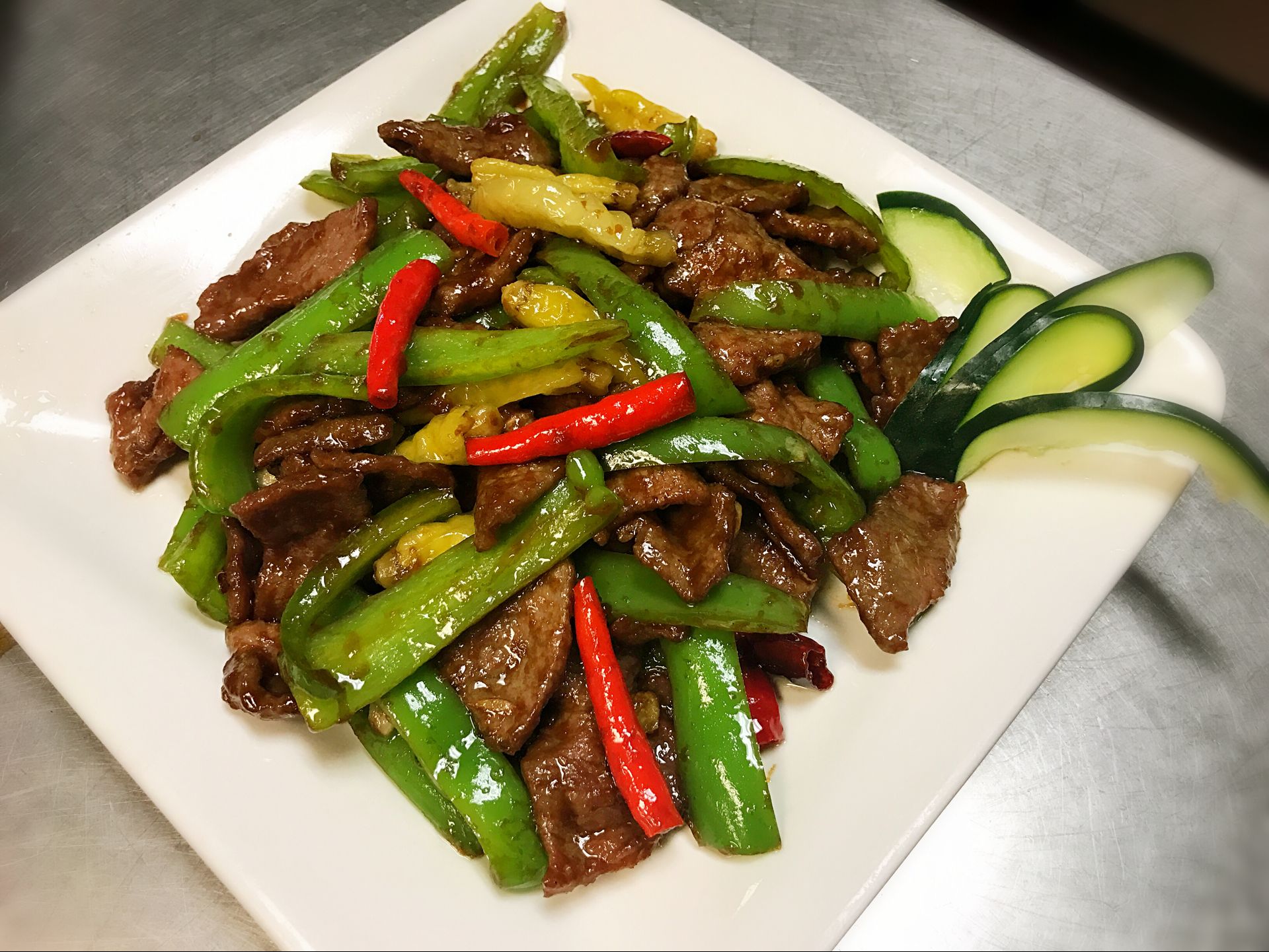 Order Sauteed Beef with Wild Pepper food online from Red Corner China Diner store, Midvale on bringmethat.com