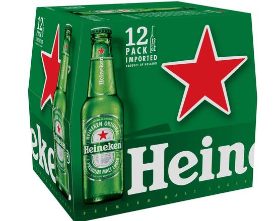 Order Heineken, 12pk-12oz bottle beer (5.0% ABV) food online from Moby Liquor store, Los Angeles on bringmethat.com