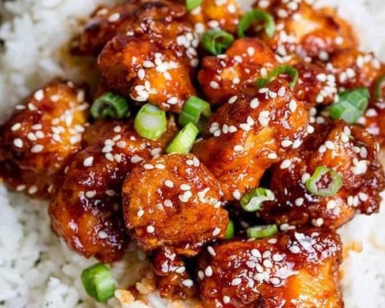 Order Rice Bowl With Sesame Chicken food online from Olive Mediterranean store, Claymont on bringmethat.com