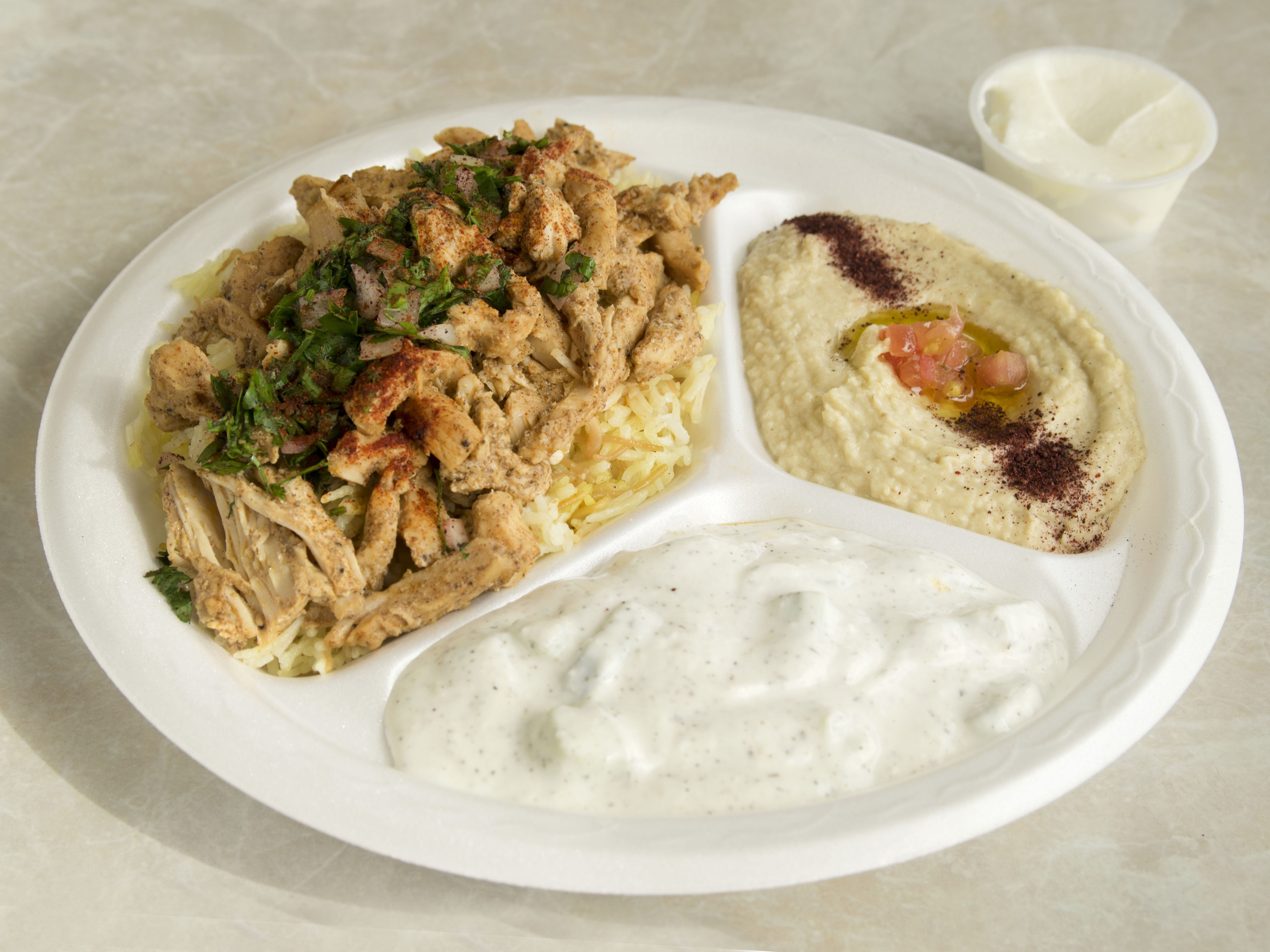 Order Chicken Shawarma Plate food online from Mister Falafel store, San Diego on bringmethat.com