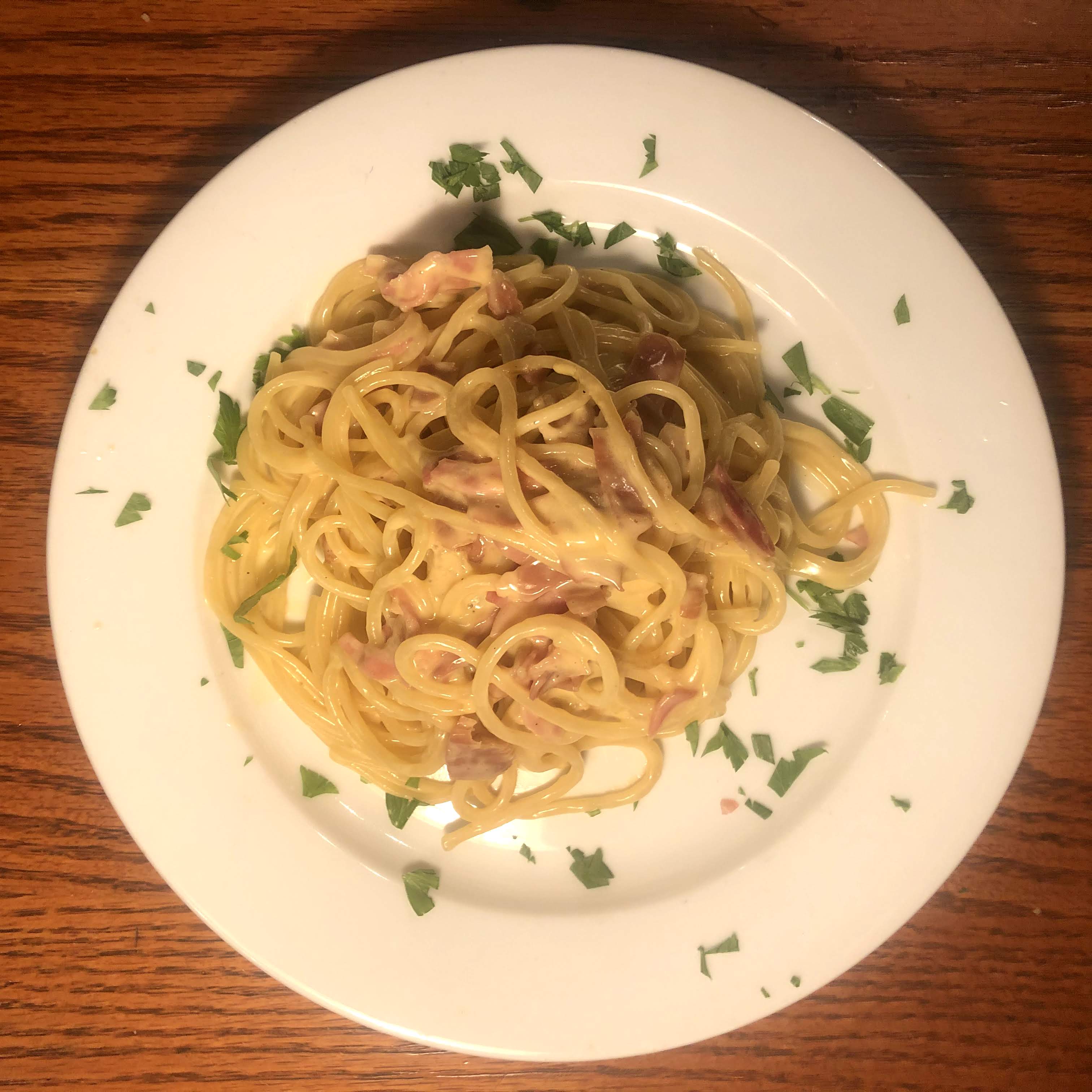 Order Spaghetti Carbonara food online from Montes trattoria store, New York on bringmethat.com