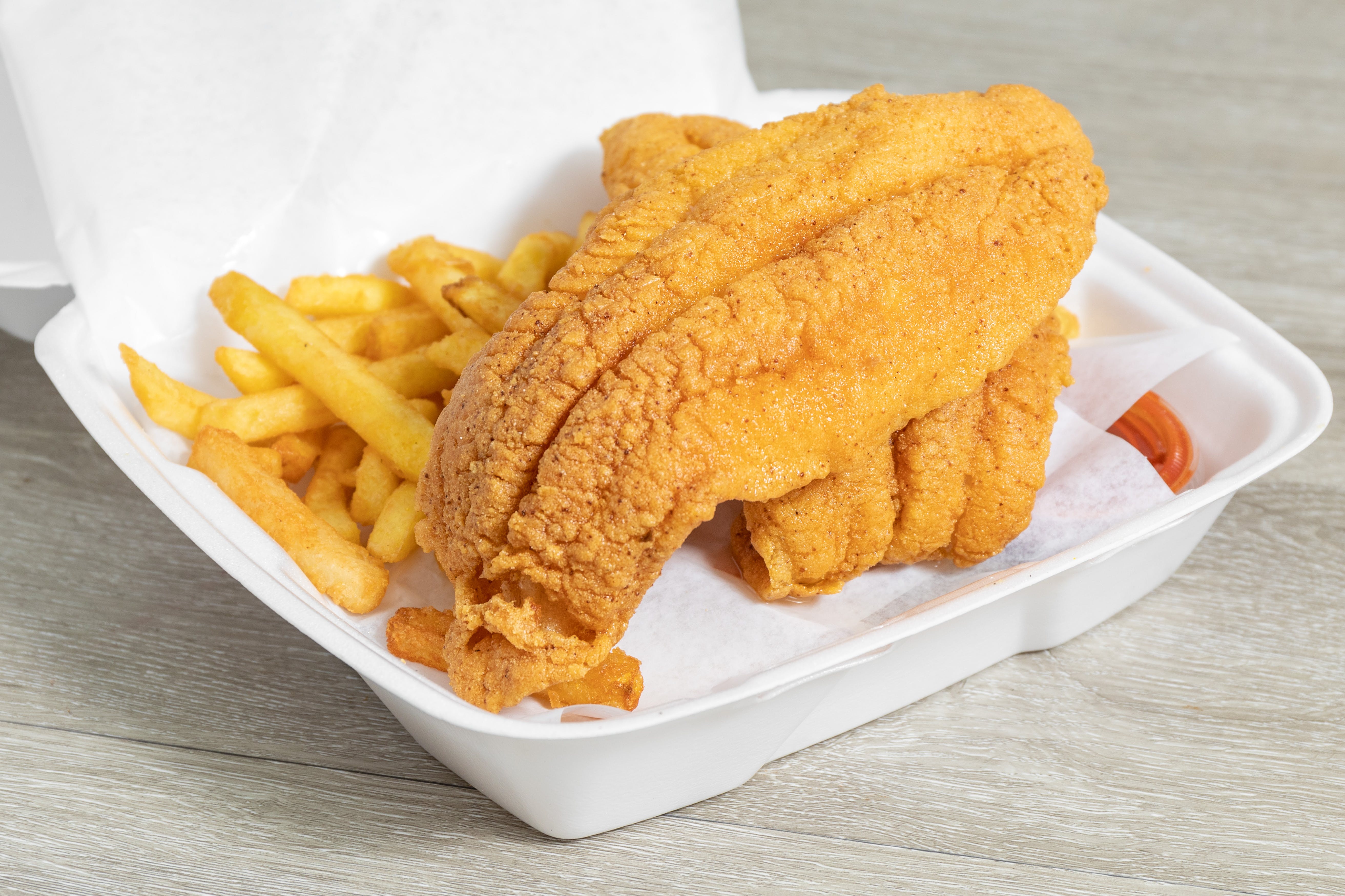 Order Catfish Fillet Dinner - 2 Pieces food online from House of Corned Beef store, Milwaukee on bringmethat.com