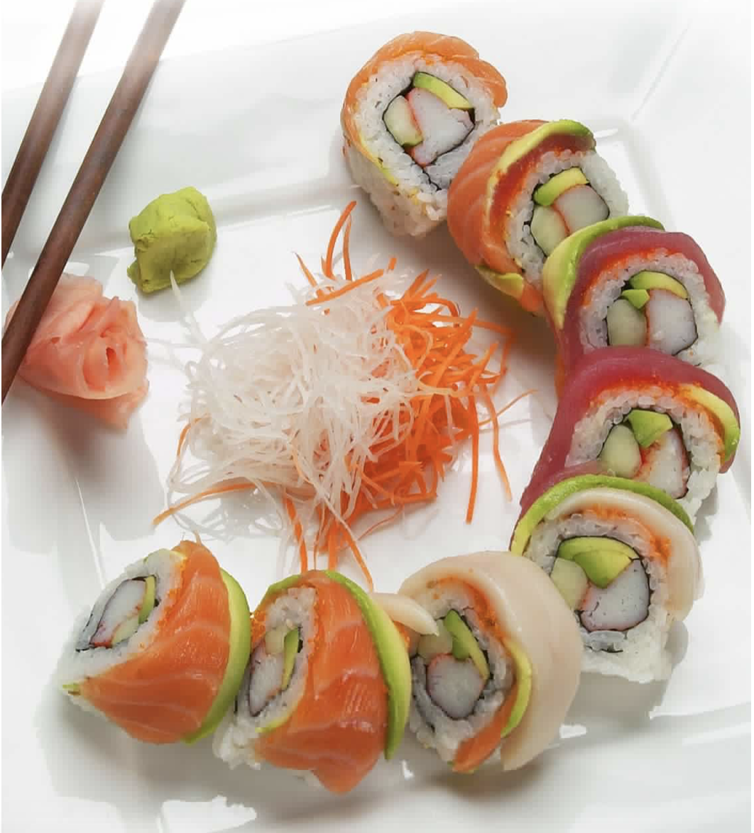 Order Rainbow Roll food online from Tokyo Bay Restaurant store, Roswell on bringmethat.com
