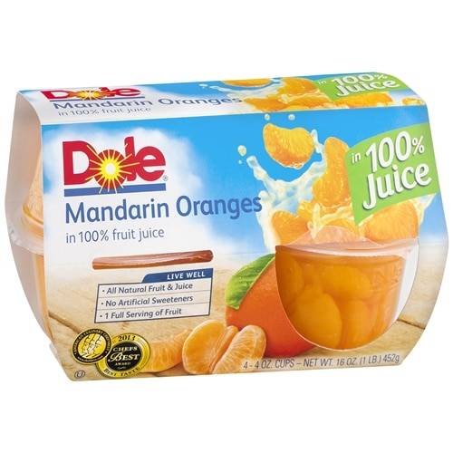 Order Dole Fruit Bowl Mandarin Oranges - 4.0 oz x 4 pack food online from Walgreens store, Fort Collins on bringmethat.com