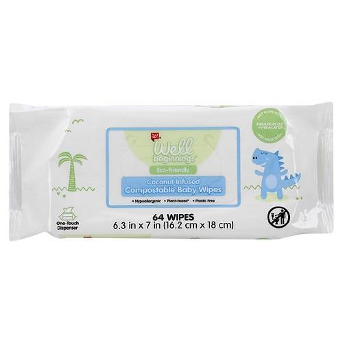 Order Well Beginnings Baby Eco Friendly Disposable Diaper Wipes - 64.0 ea food online from Walgreens store, Danville on bringmethat.com
