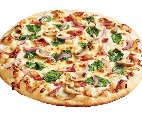 Order 14'' Large Bacon Spinach Mushroom Meat Pizza food online from Zpizza store, San Diego on bringmethat.com