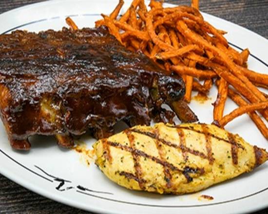 Order BBQ Pork Ribs & Grilled Chicken food online from Saltgrass Steak House store, Humble on bringmethat.com