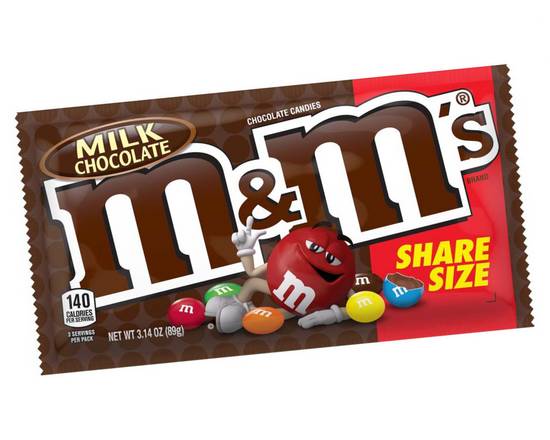 Order M&M's Milk Chocolate Share Size (3.14 oz) food online from Checkout Food Stores #47 store, Houston on bringmethat.com
