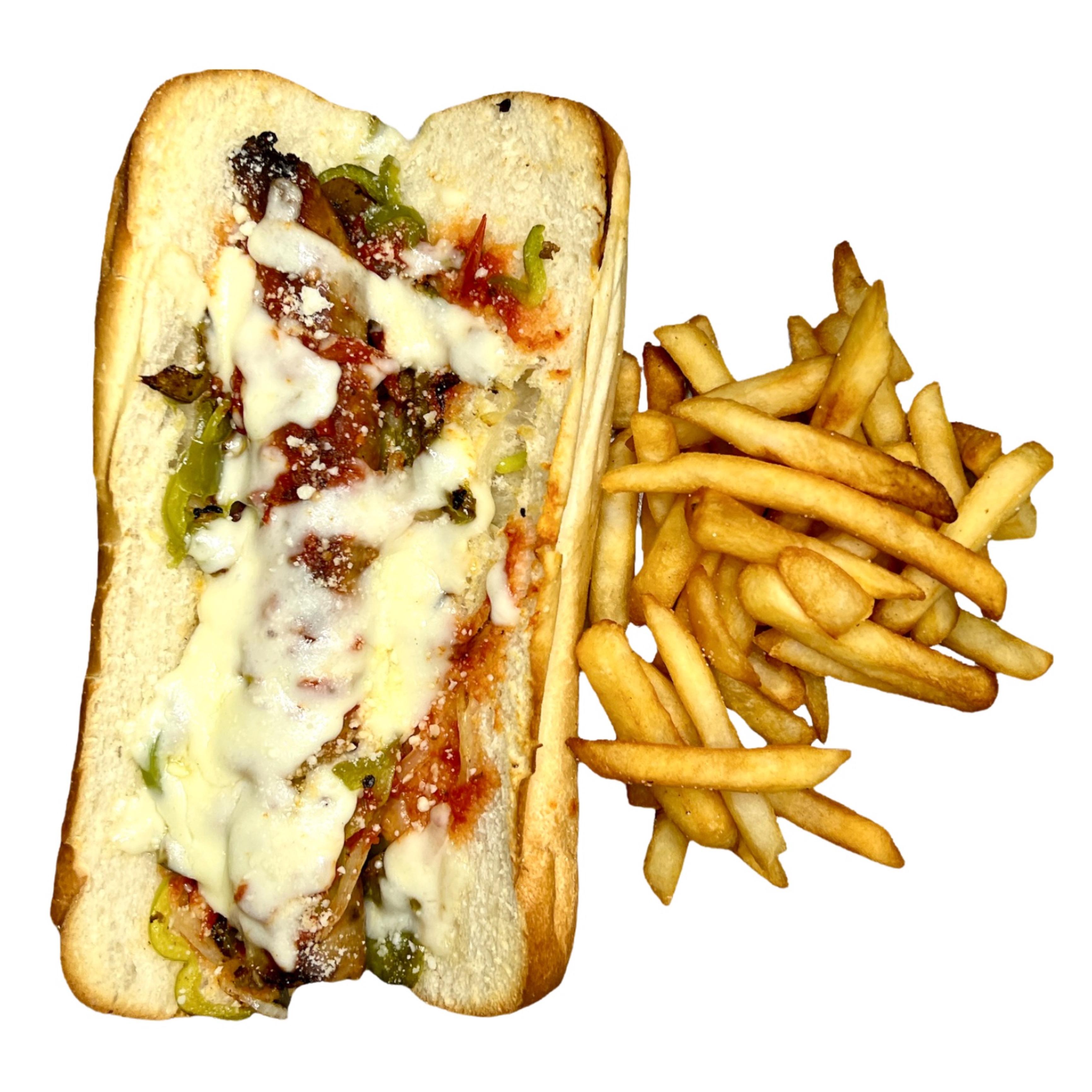 Order Sausage Parmesan Sub food online from Enzos Pizza store, Tucker on bringmethat.com