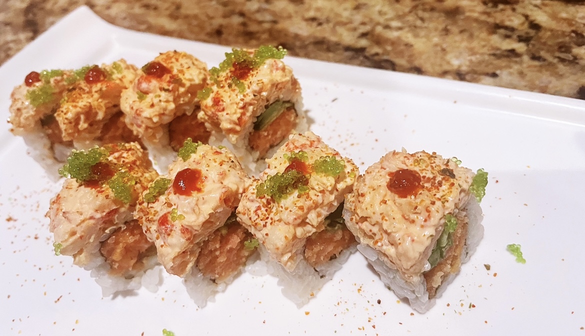 Order Fire Island Roll food online from Osaki Sushi & Hibachi store, Duncanville on bringmethat.com