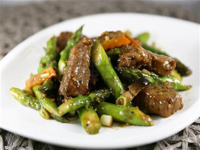 Order Rib Eye Steak with Fresh Asparagus food online from MingHin Cuisine - Lakeshore East store, Chicago on bringmethat.com
