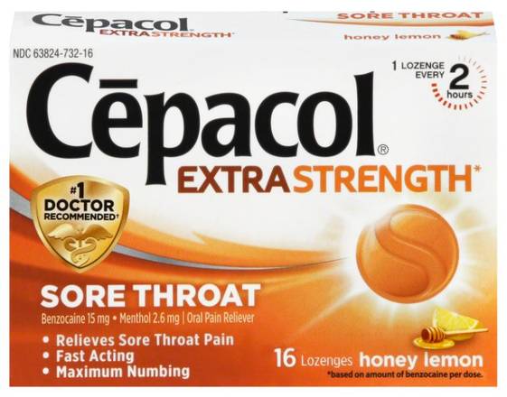 Order Cepacol Sore Throat Lozenges Maximum Stength Honey Lemon (16 ct) food online from Rite Aid store, McKeesport on bringmethat.com