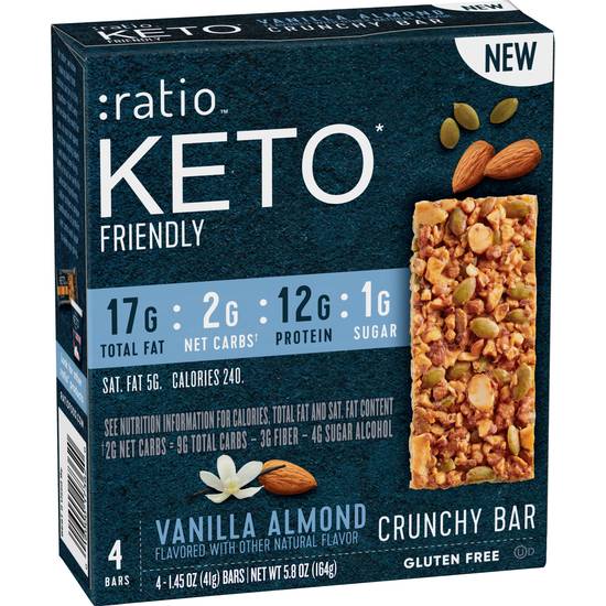 Order Ratio KETO Friendly Vanilla Almond Crunchy Bars, 4 CT food online from CVS store, ROCKFORD on bringmethat.com