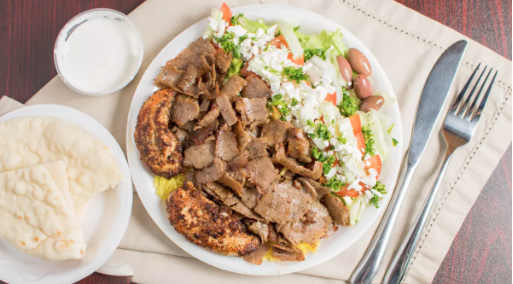 Order Combo Platter food online from Kebab Gyros - Thoroughbred Lane store, Brentwood on bringmethat.com