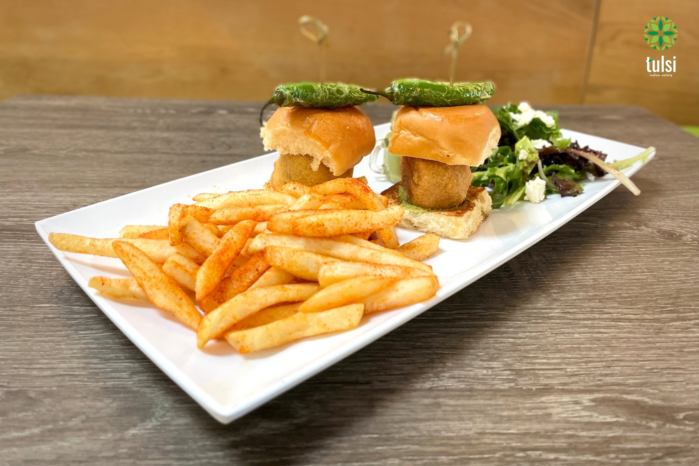 Order 35. Vada Pav (2 pcs) food online from Tulsi Indian Eatery store, Los Angeles on bringmethat.com