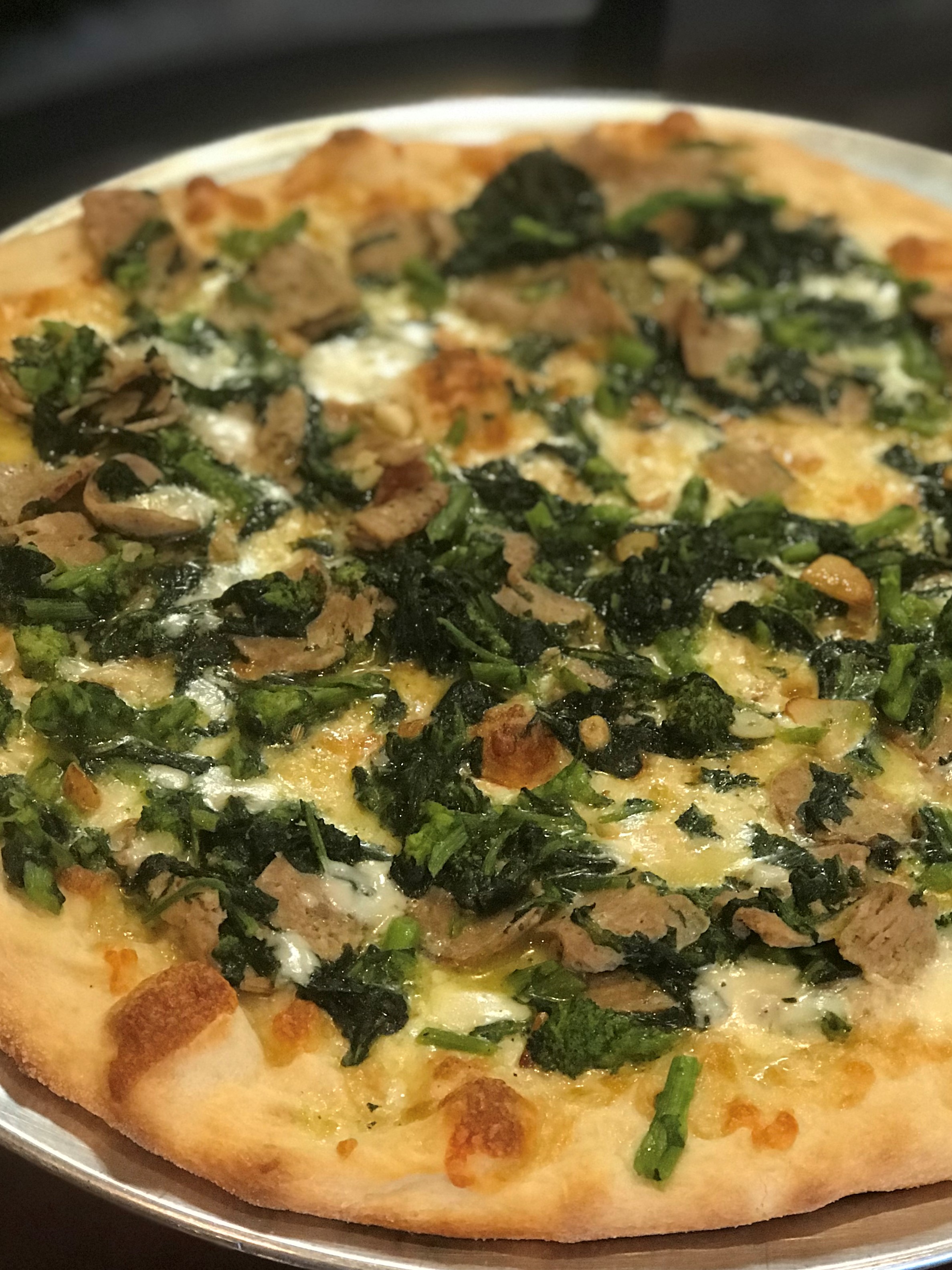 Order 2. Broccoli Rabe and Sausage Pizza food online from RJ's Pizzeria store, Rockaway on bringmethat.com