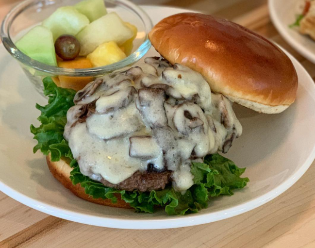 Order Mushroom and Swiss Burger food online from Hills Cafe store, Lewisville on bringmethat.com