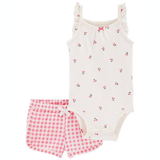 Order carter's® Newborn 2-Piece Gingham Bodysuit & Short Set in Pink food online from Bed Bath & Beyond store, Lancaster on bringmethat.com