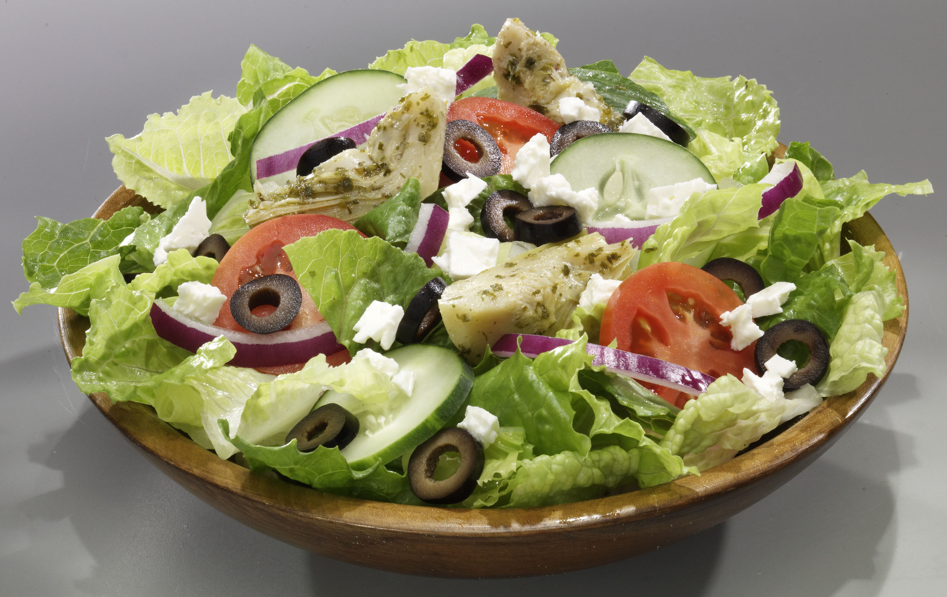 Order Greek Salad food online from 500 Degrees By Bucks Pizza store, Hidalgo on bringmethat.com