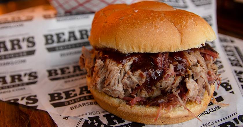 Order Reg Pulled Pork Sandwich food online from Bear Smokehouse store, New Haven on bringmethat.com