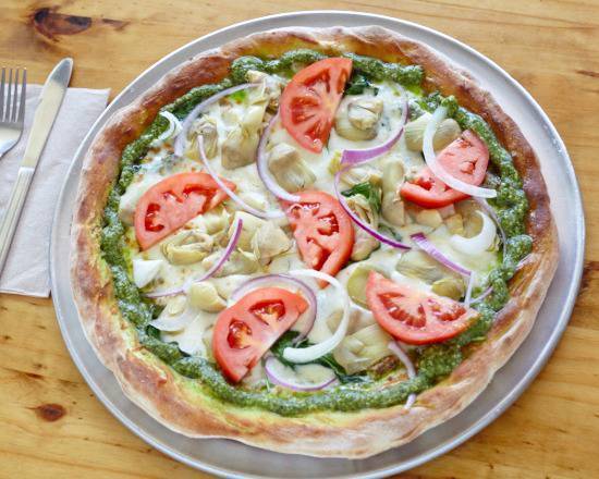 Order Pesto Veggie Special Pizza (16" Extra-Large) food online from Stefano Pizza store, San Rafael on bringmethat.com