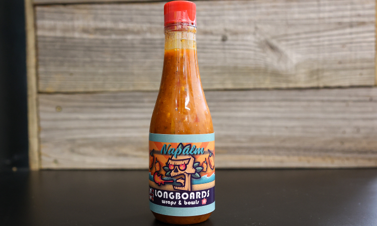 Order Napalm (5-Alarm) Sauce Bottle food online from Longboards Wraps & Bowls store, Kansas City on bringmethat.com