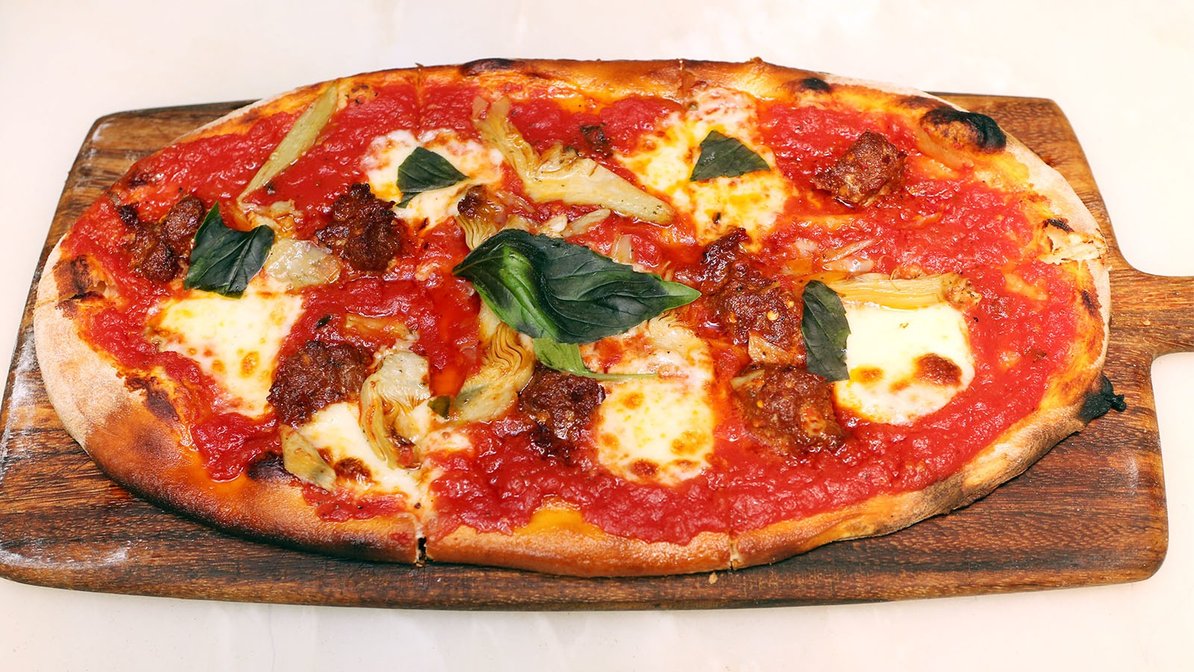Order Nduja & Carciofi Pizza food online from Medi Wine Bar store, New York on bringmethat.com