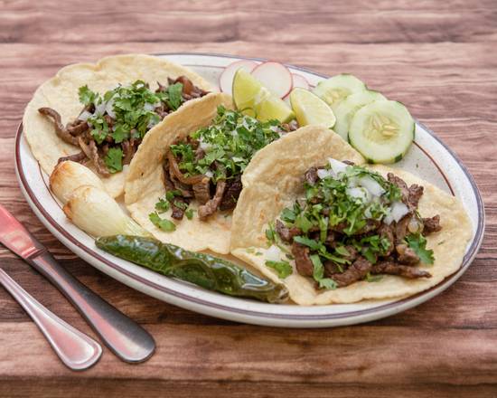 Order Steak Taco (Bistec) (3 pcs) food online from Agave Mexican Food store, Bellmawr on bringmethat.com
