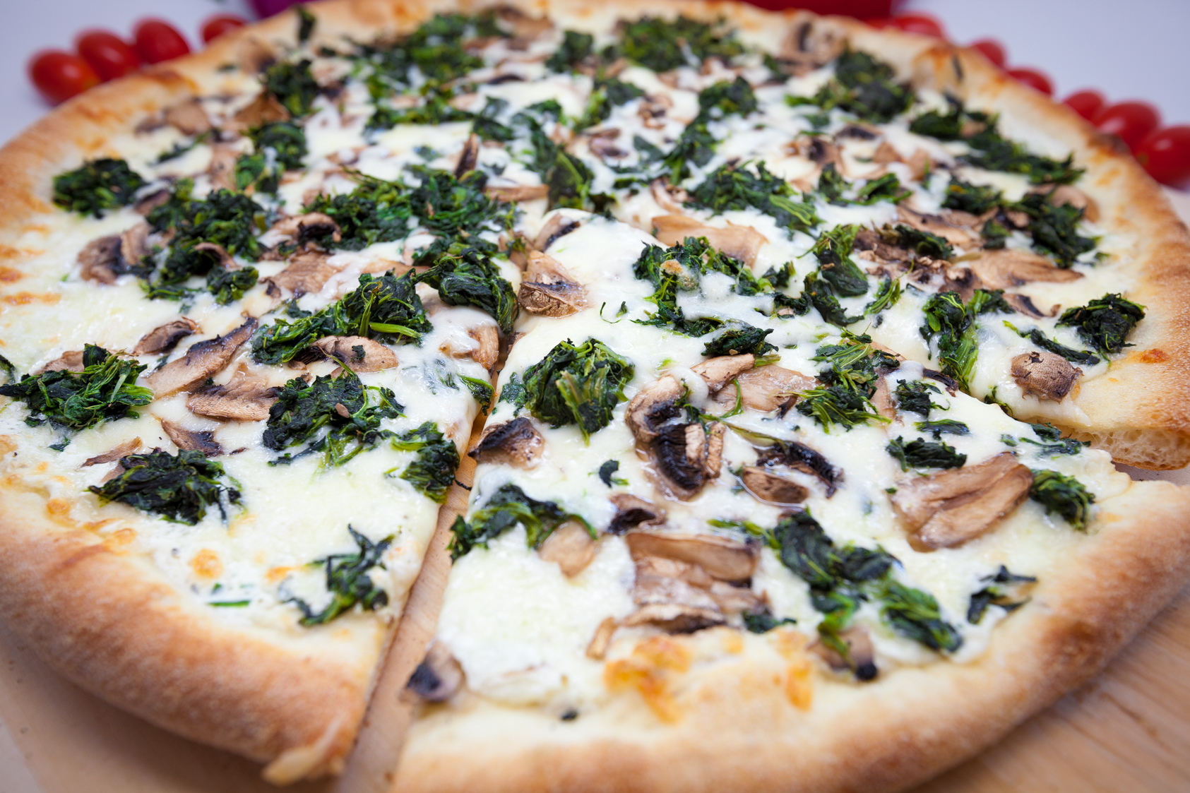 Order Spinach and Mushrooms Pizza food online from Roman Delight Pizza store, Baltimore on bringmethat.com