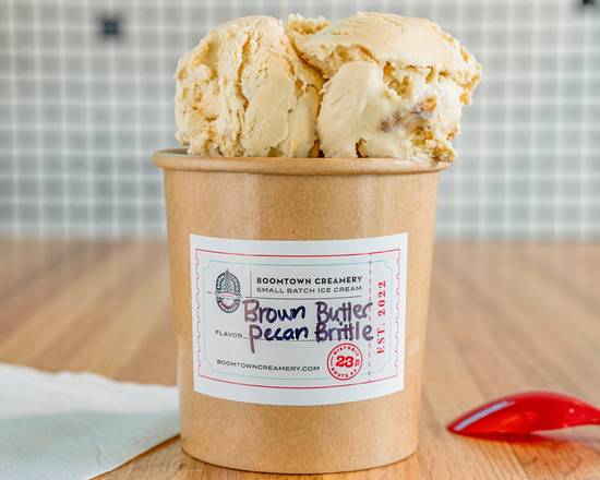 Order Pint- Brown Butter Pecan food online from Boom Town Creamery store, Oklahoma City on bringmethat.com