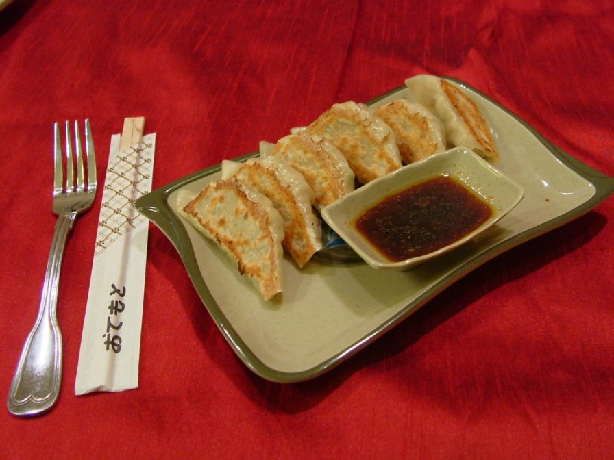 Order Gyoza (6 Dumplings) food online from Shonos Japanese Grill store, Hoover on bringmethat.com
