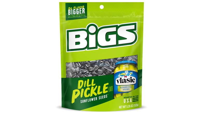 Order Bigs Vlasic Dill Pickle Sunflower Seeds  5.35 oz food online from Valero Food Mart store, Murrayville on bringmethat.com