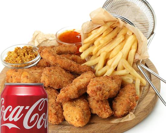 Order Twelve Piece Chicken Strips With Fries & Soda food online from Crown Fried Chicken store, Upper Darby on bringmethat.com