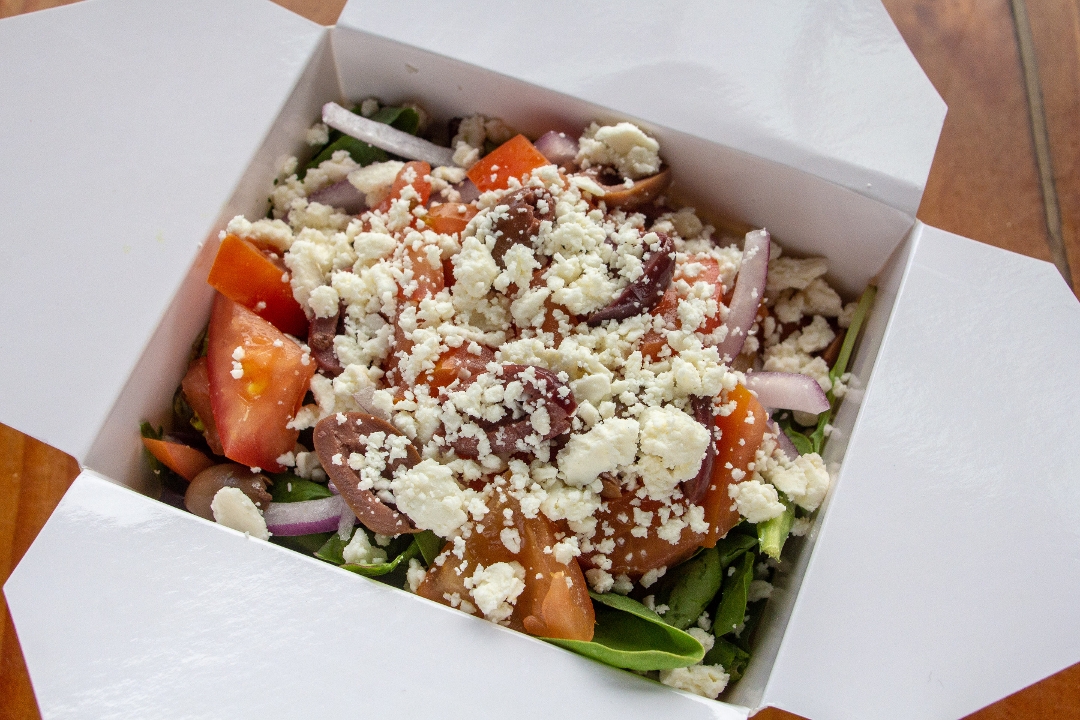 Order Small Greek Salad food online from Sparky Pizza store, Portland on bringmethat.com