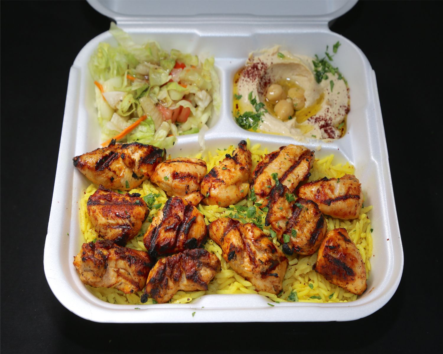 Order chicken Kabab Plate food online from Yaba’s Food & Middle Eastern Grill store, Chicago on bringmethat.com