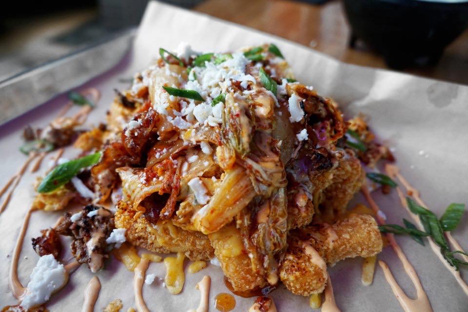 Order Kimchi Cheese Tots food online from Kung Fu Saloon-Houston store, Houston on bringmethat.com