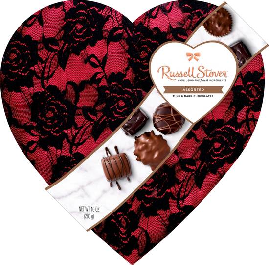 Order Russell Stover Valentine's Day Secret Lace Heart Assorted Milk Chocolate & Dark Chocolate Gift Box, 10 oz food online from CVS store, HOLLY SPRINGS on bringmethat.com