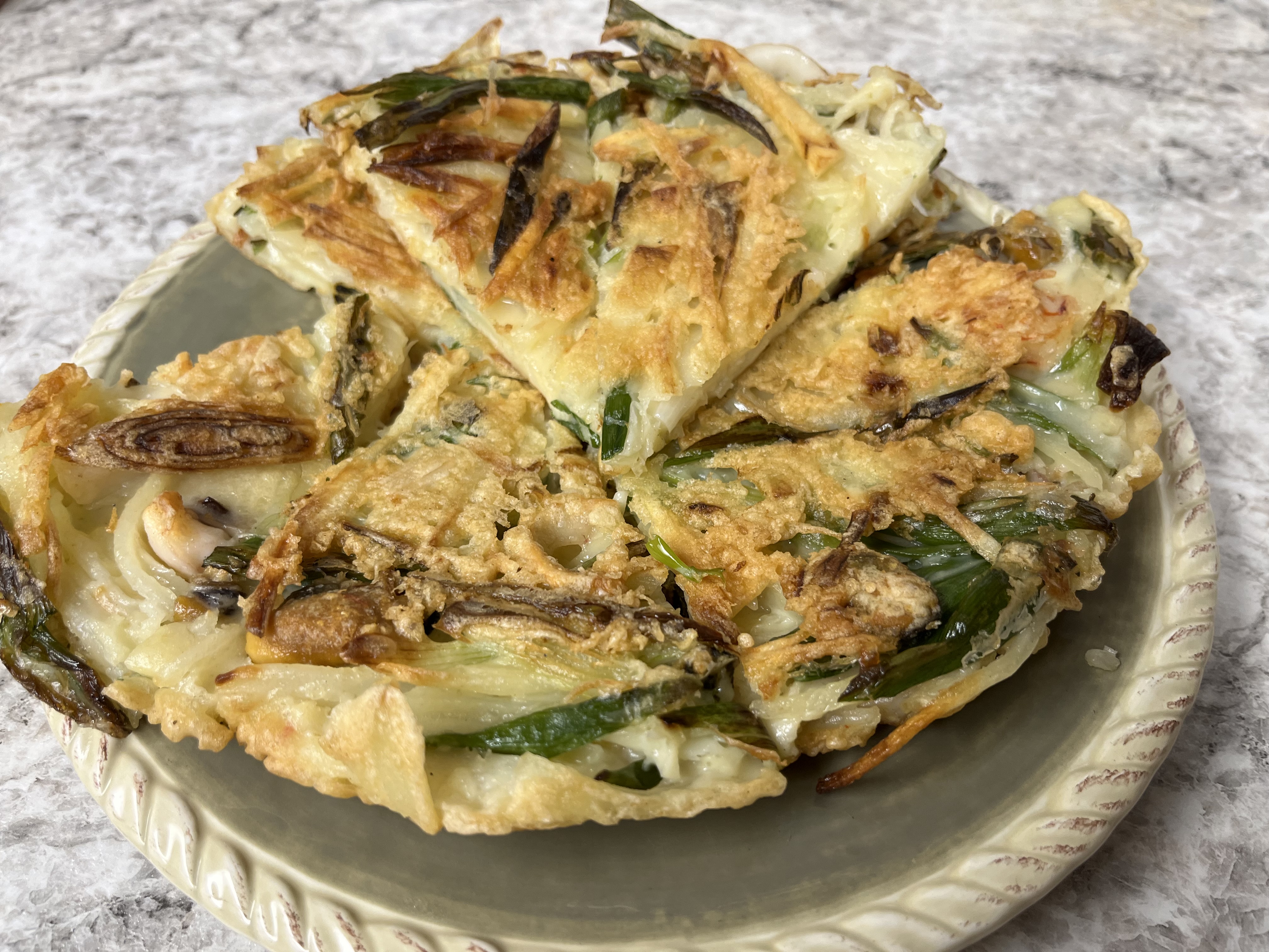 Order SN20. Korean Pajeon (Green Onion Pancake) 韓式青蔥煎餅 food online from Uncle Chen Primetime store, State College on bringmethat.com